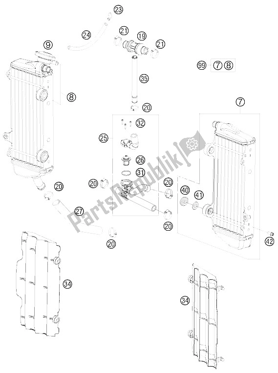 Todas las partes para Sistema De Refrigeración de KTM 250 EXC Australia 2011