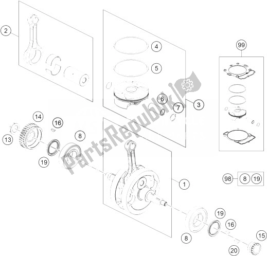 All parts for the Crankshaft, Piston of the KTM 450 EXC Australia 2014