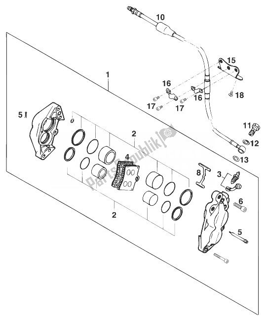 Todas las partes para Pinza De Freno Delantera Picadura '97 de KTM 125 Sting 98 Europe 1998