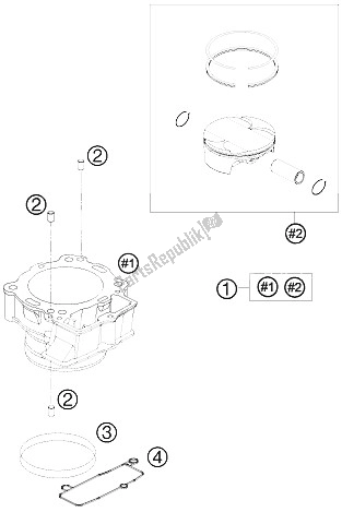 All parts for the Cylinder of the KTM 450 SX F USA 2011