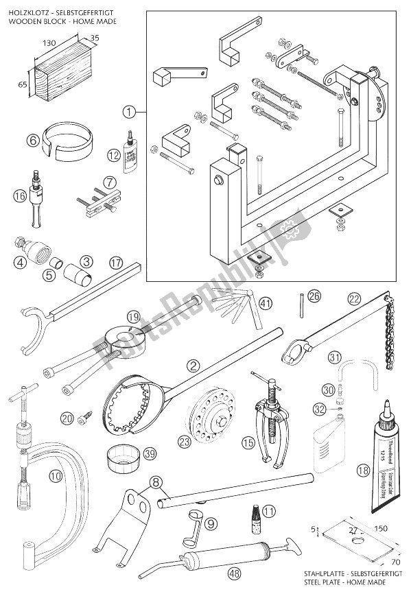 All parts for the Special Tools 640 Lc4 of the KTM 640 Duke II Black Europe 2003