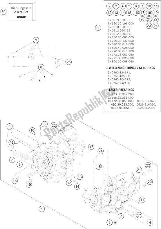 Tutte le parti per il Cassa Del Motore del KTM 350 XCF W USA 2015