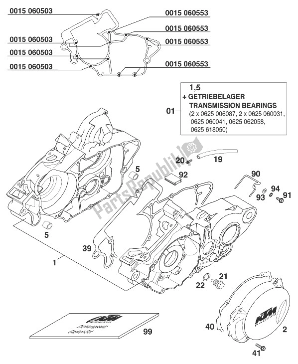 Alle onderdelen voor de Carter 125/200 '99 van de KTM 200 EXC 99 Europe 1999