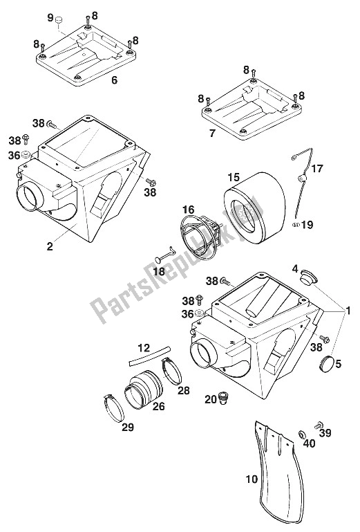 All parts for the Air Filter Box Sx,sc '97 of the KTM 620 SUP Comp WP Europe 1997