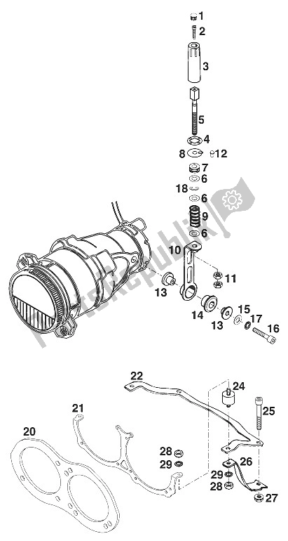Alle onderdelen voor de Koplamp - Steunbeugel van de KTM 620 Duke E USA 1997