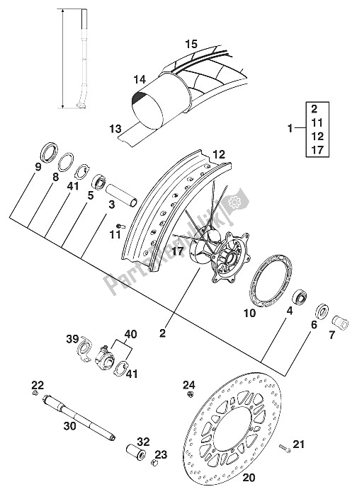 Tutte le parti per il Ruota Anteriore Bridgestone Sting'97 del KTM 125 Sting 100 97 Europe 1997