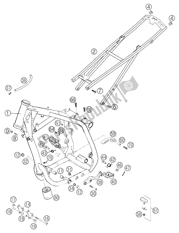 Todas as partes de Quadro, Subquadro 660 Sms 2002 do KTM 660 SM Factory Replica Europe 2002