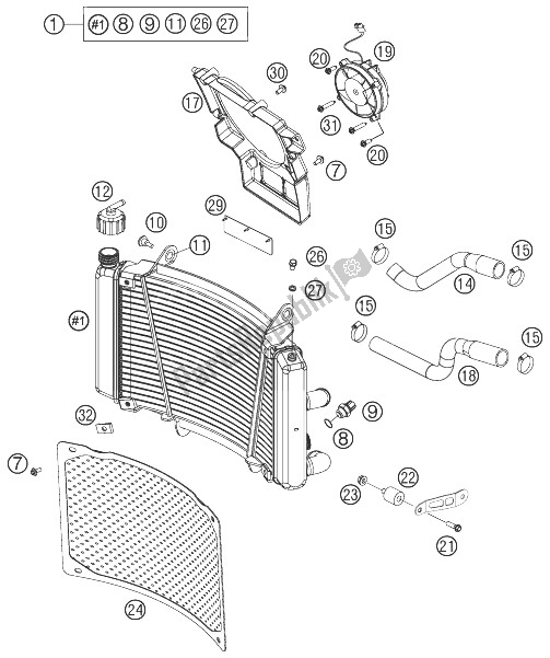 All parts for the Cooling System of the KTM 450 Rally Factory Replica Europe 2014