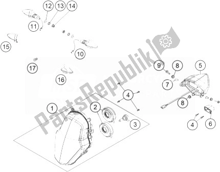 All parts for the Lighting System of the KTM 1190 Adventure ABS Grey USA 2013