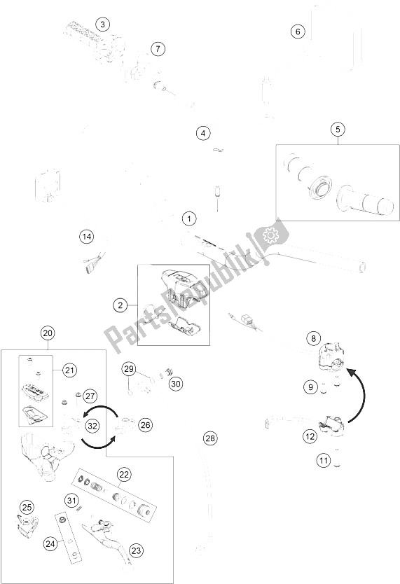 All parts for the Handlebar, Controls of the KTM Freeride 250 R Australia 2015