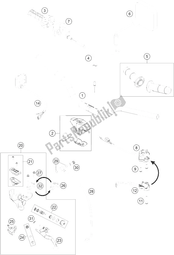 All parts for the Handlebar, Controls of the KTM Freeride 250 R Australia 2016