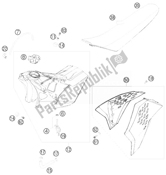 All parts for the Tank, Seat, Cover of the KTM 450 SX F Europe 2010