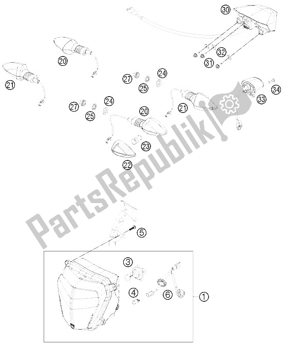 Toutes les pièces pour le Système D'éclairage du KTM 690 Duke Black ABS Europe 2015