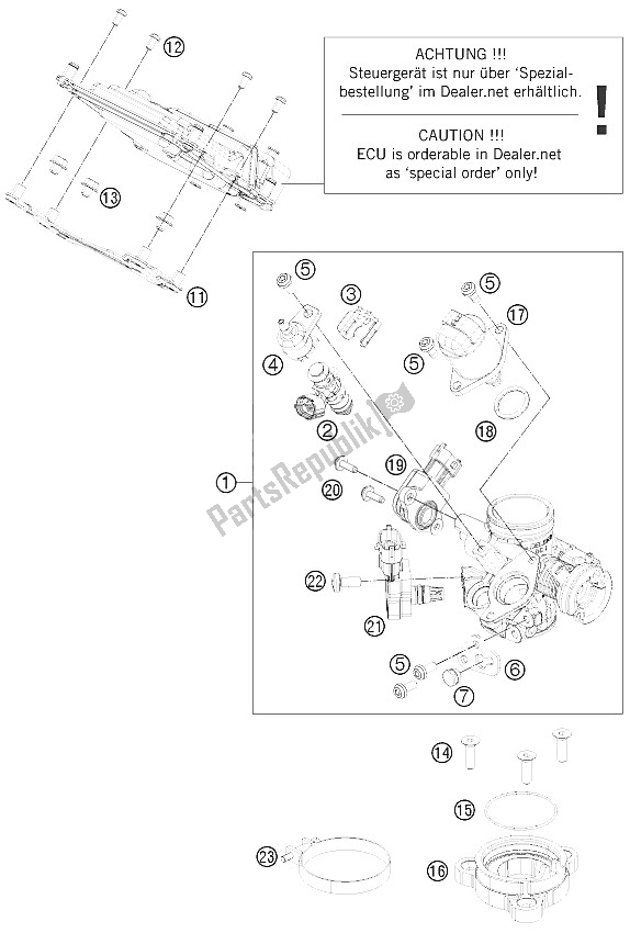 Todas las partes para Cuerpo Del Acelerador de KTM 125 Duke Europe 8026K4 2011