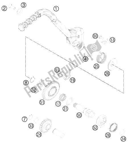 All parts for the Kick Starter of the KTM 250 EXC Australia 2016