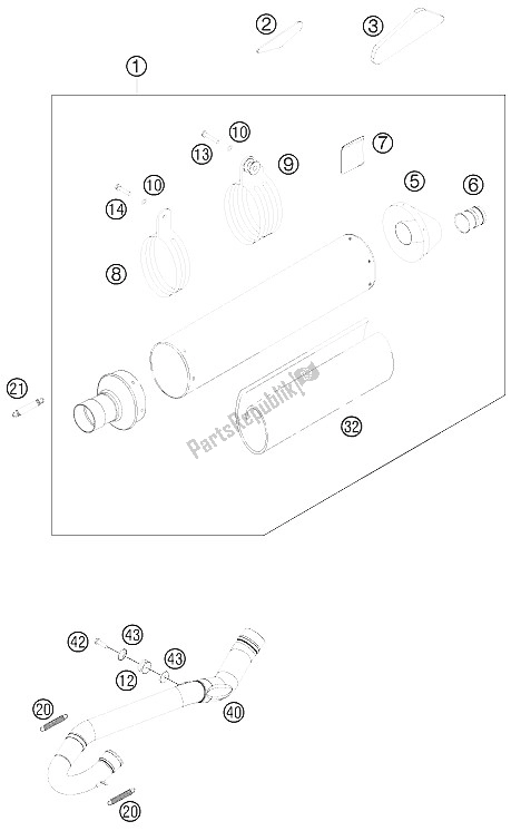 Todas las partes para Sistema De Escape de KTM 350 SX F Cairoli Replica 11 Europe 2011
