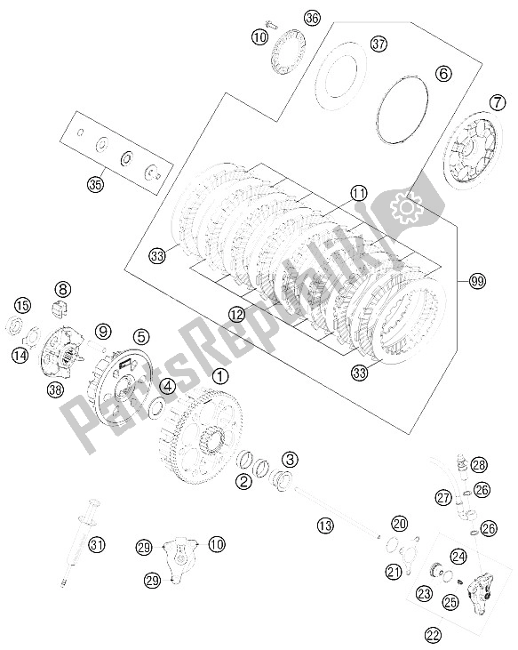 All parts for the Clutch of the KTM 450 XC W USA 2012