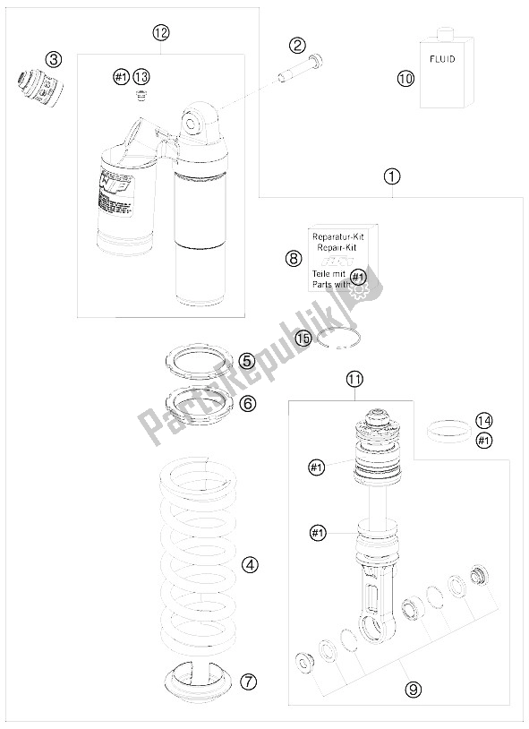 Tutte le parti per il Ammortizzatore del KTM 690 Duke White Australia United Kingdom 2009