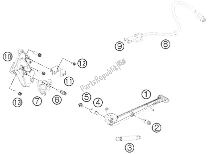 Todas las partes para Soporte Lateral / Central de KTM 1190 RC8 R White France 2014