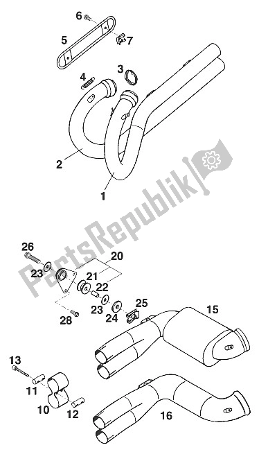 All parts for the Pipes - Collector Lc4'94 of the KTM 620 RXC E USA 1995