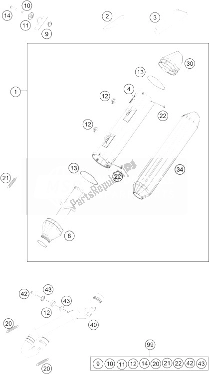 Alle onderdelen voor de Uitlaatsysteem van de KTM 450 SX F USA 2014