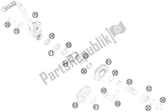 All parts for the Kick Starter of the KTM 150 SX Europe 2012