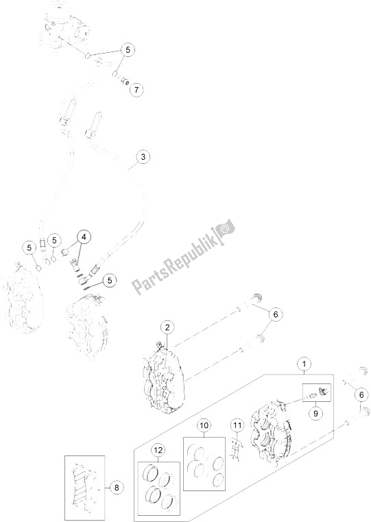 Todas las partes para Pinza De Freno Delantera de KTM 1290 Superduke R Black ABS 15 France 2015