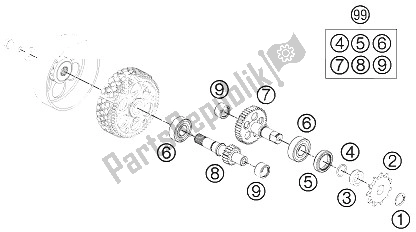 All parts for the Transmission of the KTM 50 SX Mini Europe 2012