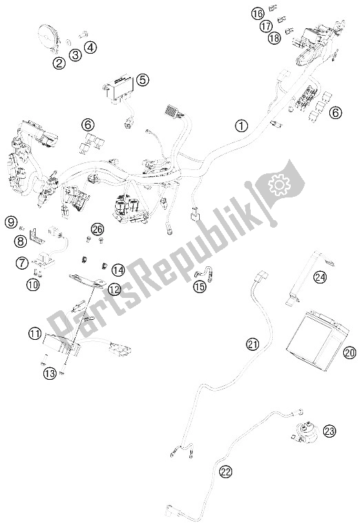 Tutte le parti per il Cablaggio Elettrico del KTM 125 Duke Europe 8003K4 2011