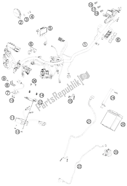Todas las partes para Arnés De Cableado de KTM 125 Duke Europe 8026K4 2011