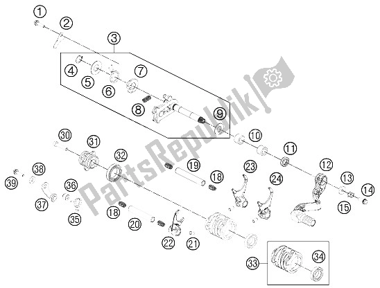 Tutte le parti per il Meccanismo Di Spostamento del KTM 65 SXS USA 2012