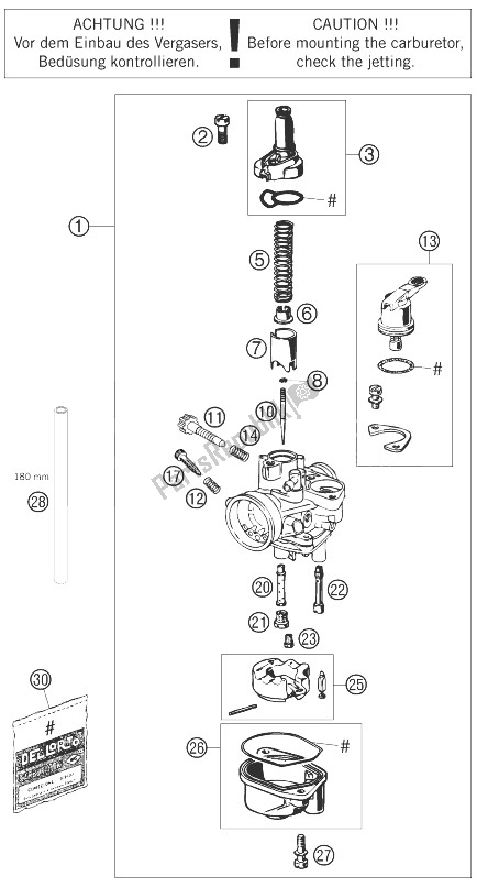 All parts for the Carburetor of the KTM 50 SX Mini Europe 2014