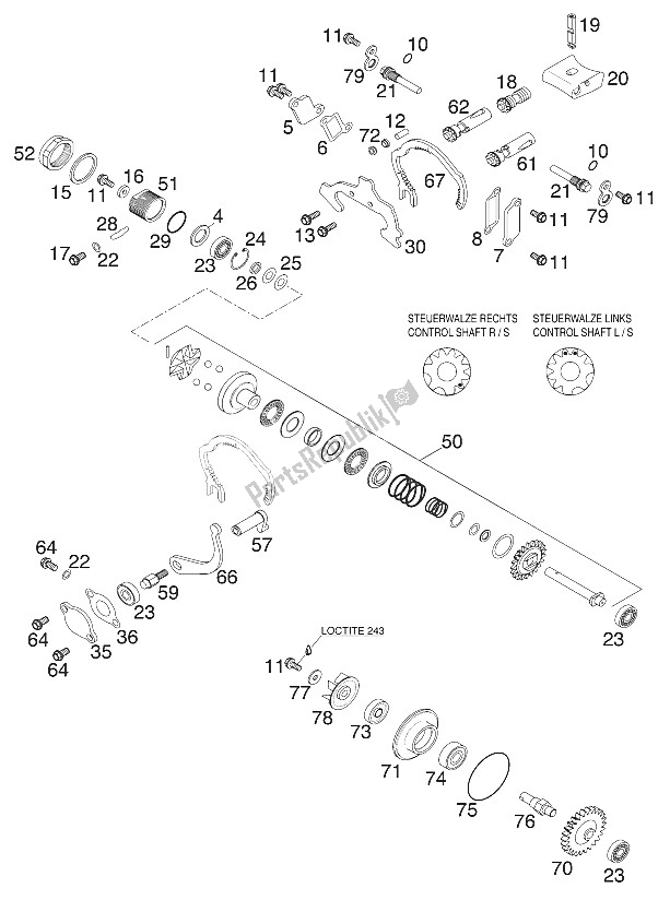 Tutte le parti per il Controllo Di Scarico 125/200 2001 del KTM 125 EXC USA 2001