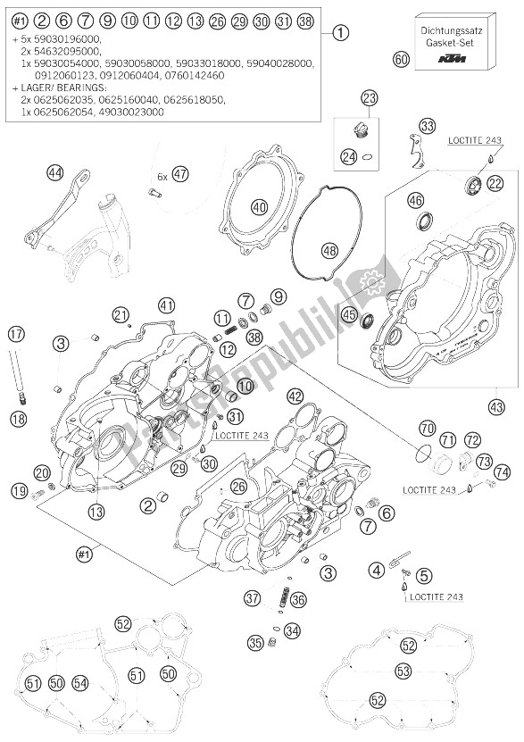 All parts for the Engine Case of the KTM 450 SMR Europe 2007