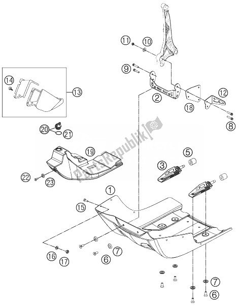 All parts for the Engine Guard of the KTM 450 Rally Factory Replica Europe 2014