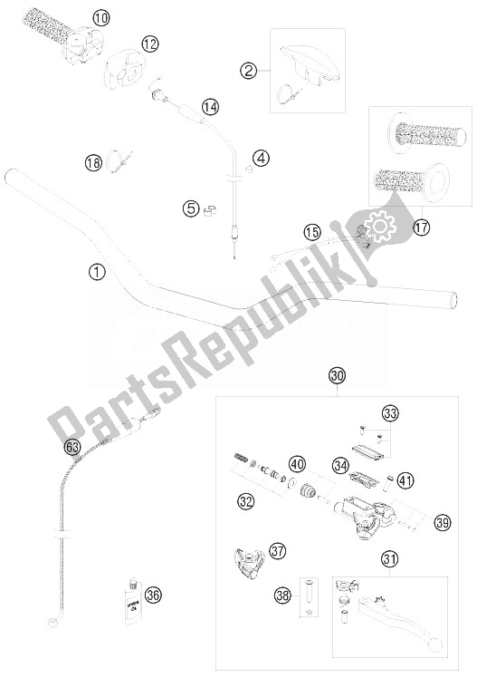 Toutes les pièces pour le Guidon, Commandes du KTM 150 SX USA 2010