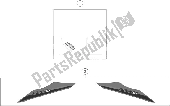 All parts for the Decal of the KTM 250 SX USA 2014