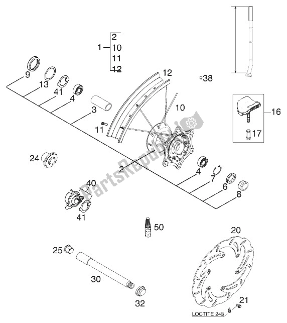 Tutte le parti per il Ruota Anteriore 400/520 Racing 01 del KTM 520 EXC Racing Australia 2001