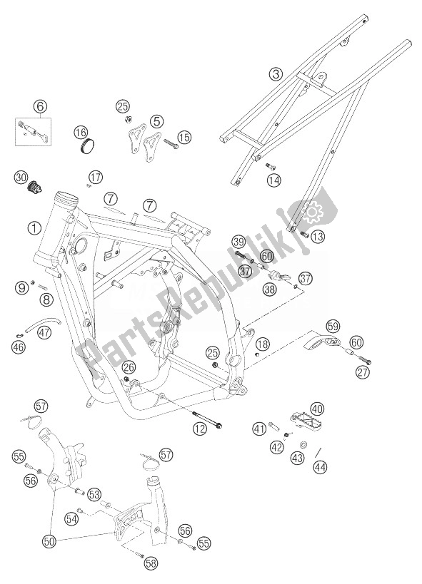 Toutes les pièces pour le Châssis, Sous Châssis 250/300 du KTM 250 EXC SIX Days Europe 2004