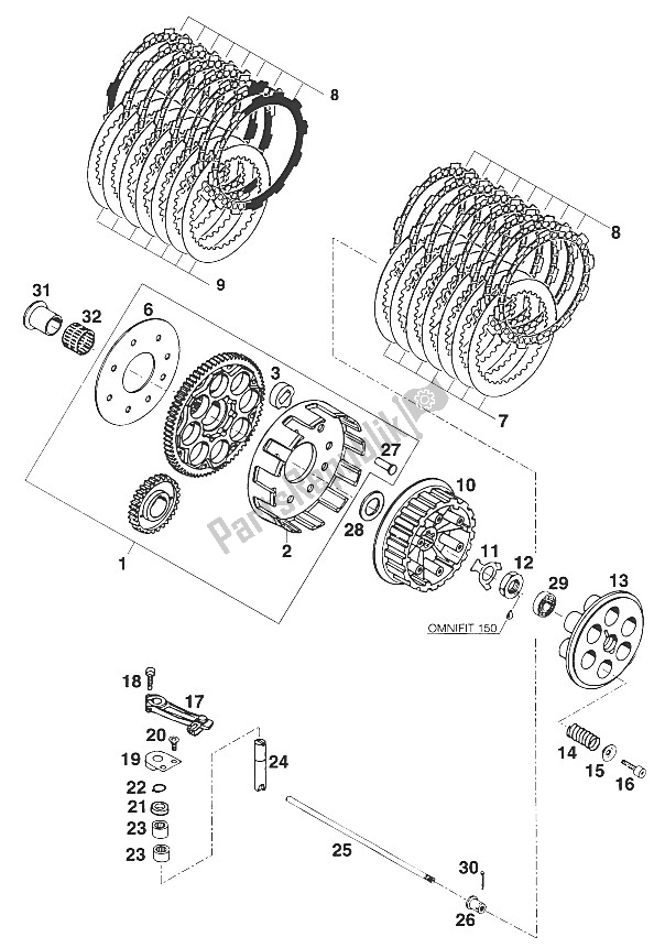 All parts for the Clutch Lc4'94 of the KTM 620 Duke 37 KW 94 Europe 1994