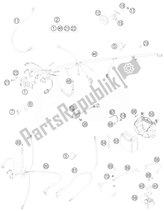 All parts for the Wiring Harness of the KTM 250 EXC Australia 2010