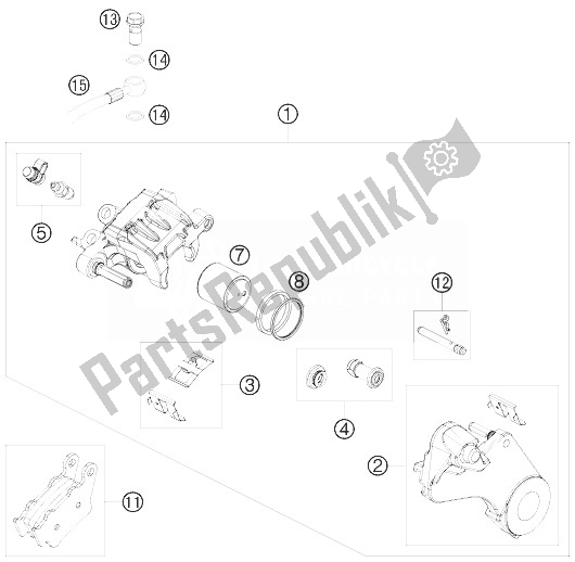 Wszystkie części do Zacisk Hamulca Tylnego KTM 690 Duke R Australia United Kingdom 2010