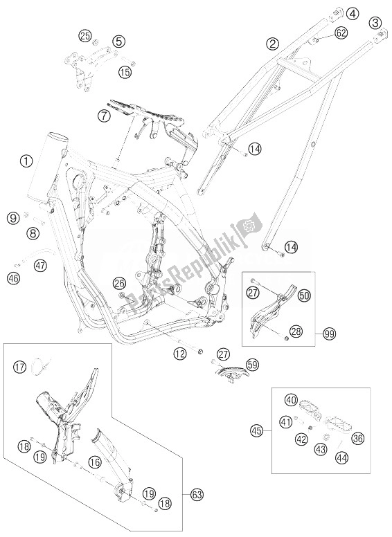 Tutte le parti per il Telaio del KTM 300 XC Europe USA 2014