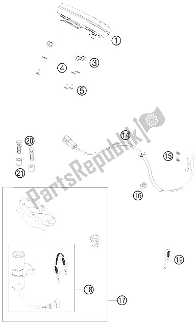 All parts for the Instruments / Lock System of the KTM 990 Super Duke R Europe 2011