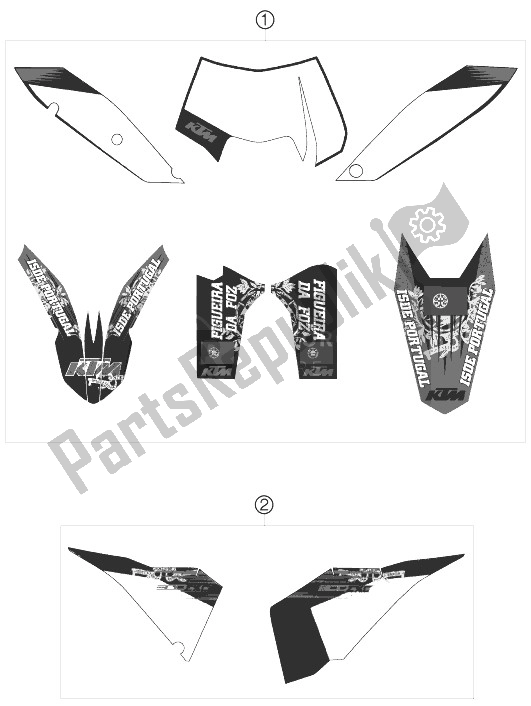 All parts for the Decal of the KTM 300 EXC E SIX Days Europe 2010