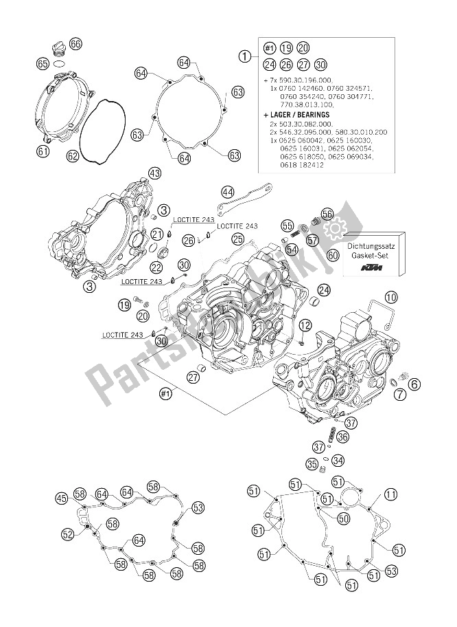 Todas as partes de Caixa Do Motor do KTM 250 SX F Europe 2005