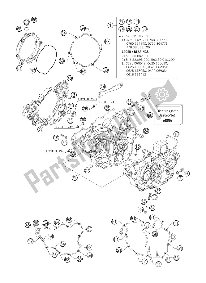 Todas as partes de Caixa Do Motor do KTM 250 SX F USA 2005