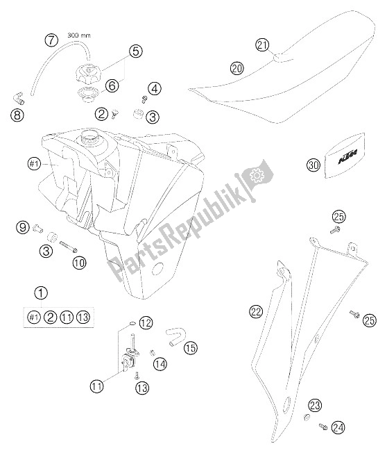 Tutte le parti per il Serbatoio - Sedile - Coperchio 450 / del KTM 450 SX Racing Europe 2005