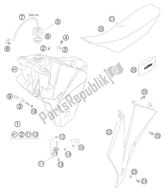 Wszystkie części do Zbiornik - Siedzisko - Pokrowiec 450 / KTM 525 SMR Europe 2005