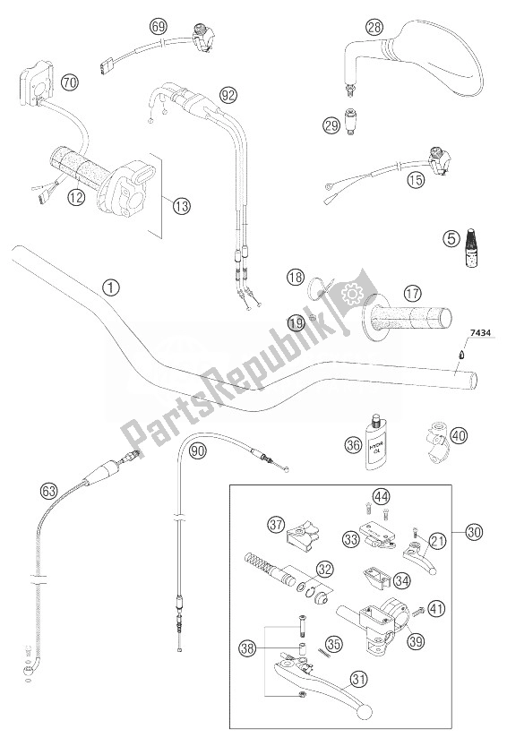 Tutte le parti per il Manubrio, Strumenti del KTM 250 EXC Racing Australia 2004